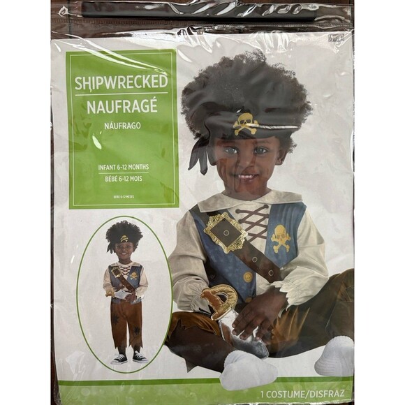 Infant Baby Boy Pirate Halloween Costume Shipwrecked 3 Piece Set Size 6-12mo New - Picture 2 of 7
